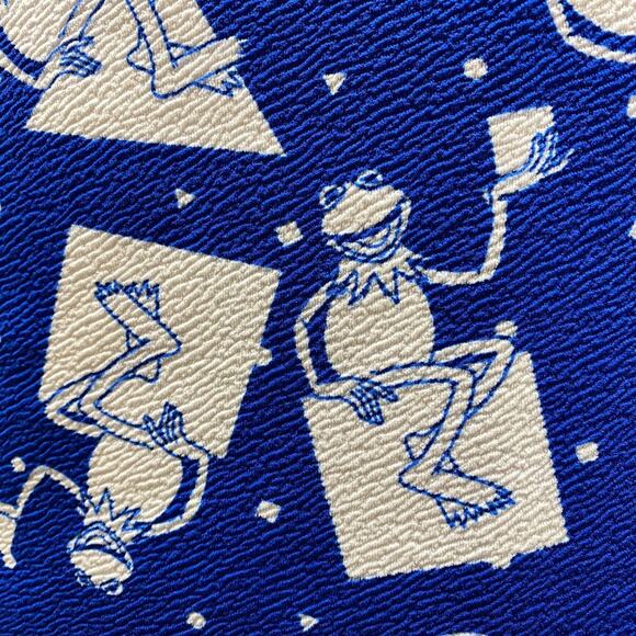 LuLaRoe Cassie Kermit Frog Toilet Paper Disney L Knee Length Muppets Blue White - Picture 3 of 6